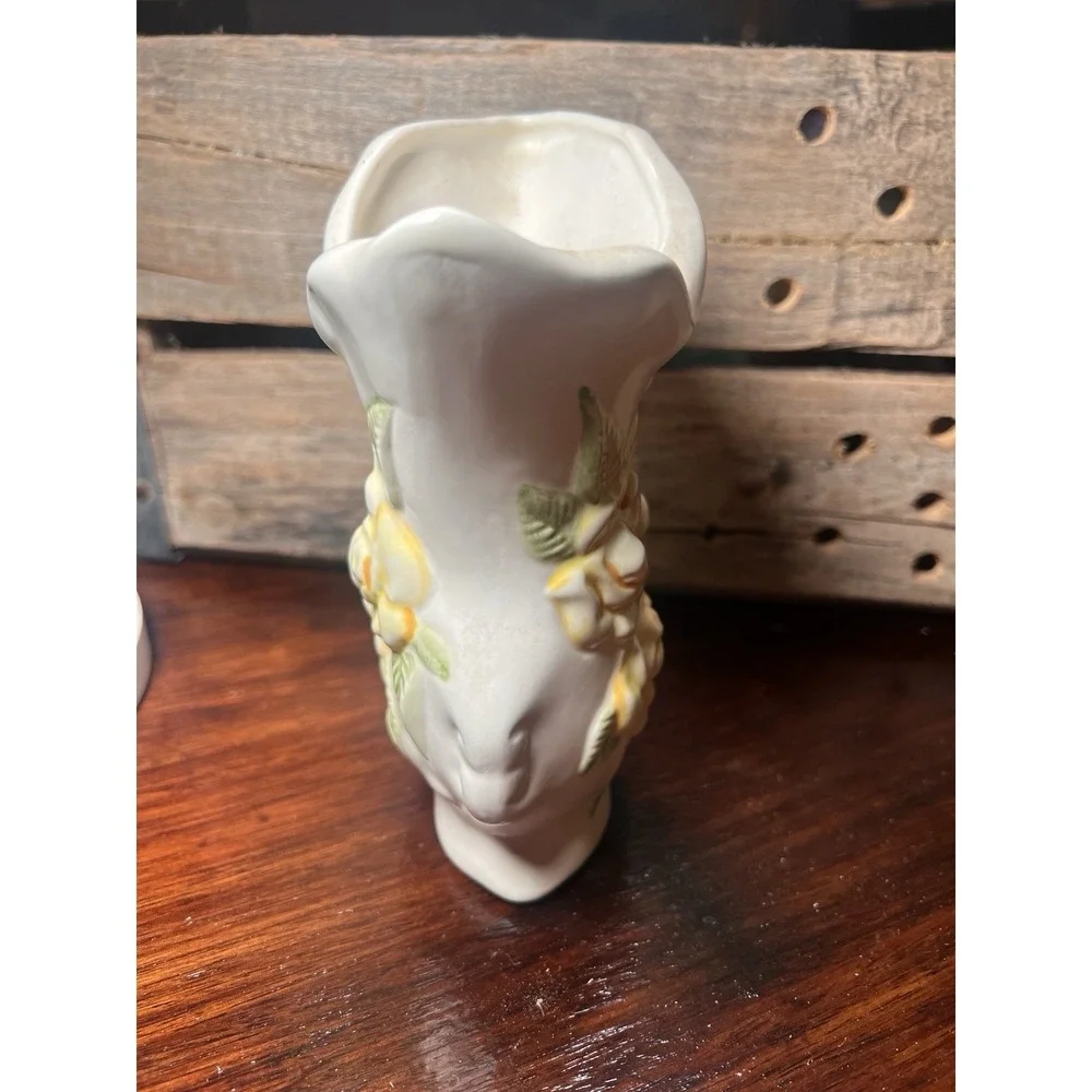 Vintage Ceramic Shoe Planter/Vase with Yellow Roses Granny Core